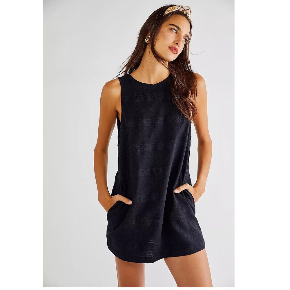 Free People Jordan Skort Romper Dress Black Endless Summer Striped M